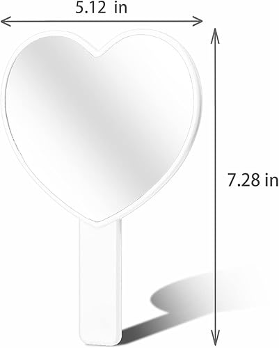 Miniatura 2 de 2 espejos de mano de maquillaje en forma de corazón, espejo de mano de viaje, espejo cosmético personal portátil con asa (blanco y negro)