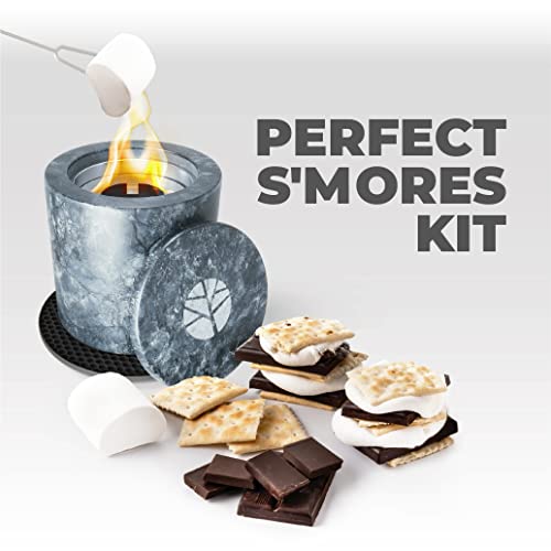 Zestime Tabletop Fire Pit Bowl With 4 Extendable Roasting Sticks - Personal Mini Fireplace Smores Maker Indoor Outdoor - Portable Table Top Firepit - Rubbing Alcohol Or Bio Ethanol Fuel #TOP1