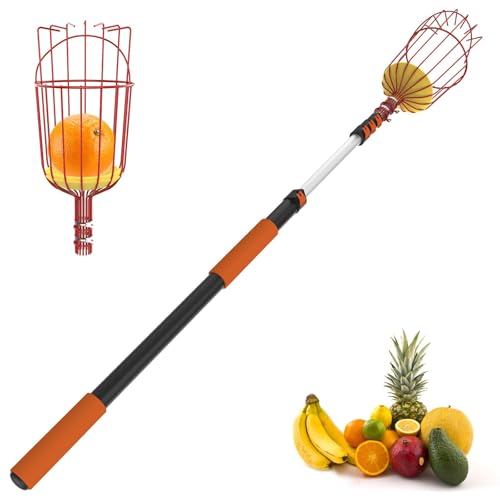 SISIUPASSIE 20FT Reach Fruit Picker, Apple Picker Pole with Basket Telescoping Tool for Apple Lemon Orange Mango Avocado Fruit Tree Picking