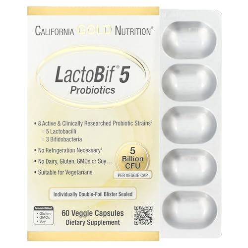 California Gold Nutrition LactoBif® 5 Probiotics, 5 Billion CFU, 60 Veggie Capsules
