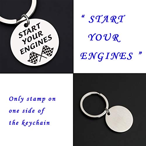 CENWA Race Day Gift Street Racing Gift Start Your Engines Keychain Checkered Flag Jewelry Car Racing Gift Drag Racing Gift3
