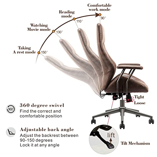 Ovios Ergonomic Office Chair Computer Desk Chair High Back Suede Fabric Desk Chair For Executive Or Home Office (Dark Brown) #TOP3