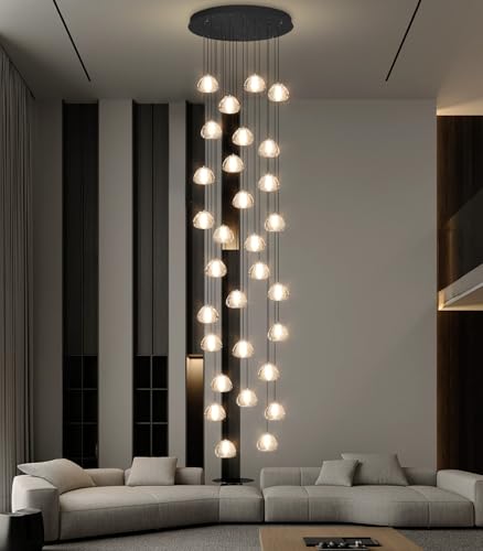 Image of 197'' Long Large Crystal Chandeliers 30-Lights LED Chandeliers for High Ceiling Handing Light Fixture for Entrance Hallway Foyer Staircase