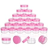 3 Gram Sample Jars with Lids, 25 Count Mini Cosmetic Containers - Makeup Travel Containers with Labels, Tiny Disposable Spatulas
