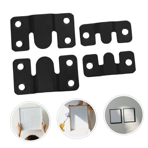 Image of UKCOCO 4pcs Heavy Duty Interlocking Flush Mount Bracket Secure Picture Hanging Frame Hooks with Hidden Design Wall Mounting Hardware for Frames Framing Installation Kit