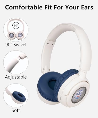XuanGui Wireless On-Ear Headphones Bluetooth with Microphone, Lightweight Foldable Wireless Headphones Built-in LED Lights, FM Radio, Micro SD/TF Slot for Travel Home, Blue Q9M - image 6