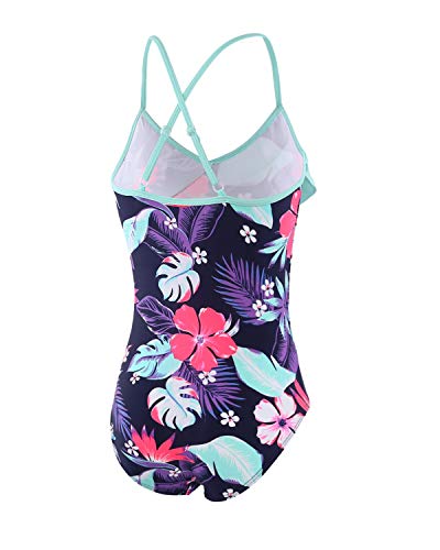 Moon Tree Girls One Piece Swimsuits Hawaiian Ruffle Fluorescent Green Beach Bathing Suit 2-14 Years2