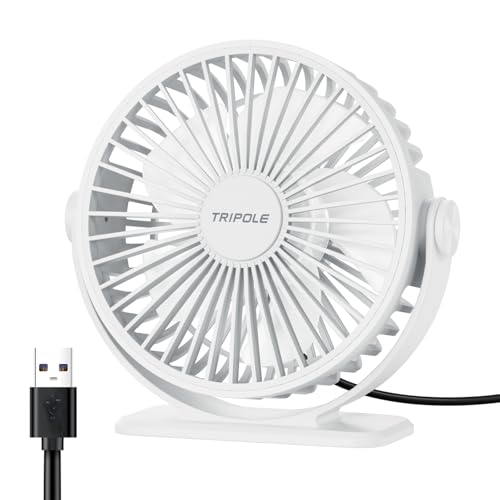 TriPole Ventilator Leiser, Mini Ventilator mit 3 Gang, USB Tischventilator Leistungsstarker...