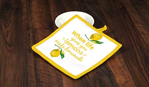 Amour Infini Pot Holders, Unique Citrus Splash Design, Pot Holders Heat Resistant, Made Of 100% Cotton, Eco-Friendly & Safe, Set Of 3, Pot Holder Size 8 X 8 Inches, Pot Holders For Kitchen #TOP3