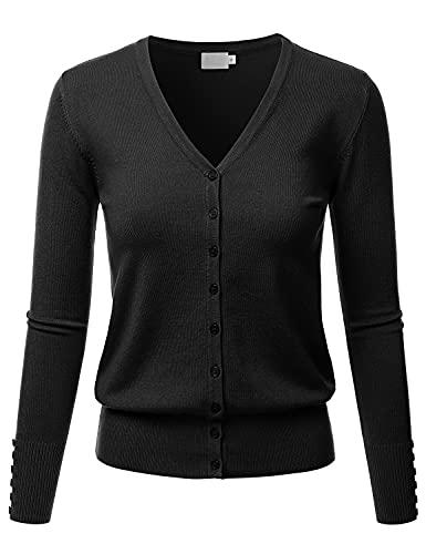 LALABEE Women's V-Neck Long Sleeve Button Down Sweater Cardigan Soft Knit(S-XXL)