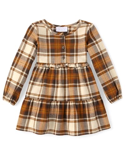The Children's Place,and Toddler Long Sleeve Fashion Dress,HAY Stack,5T