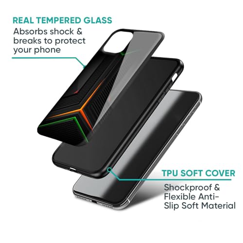 Image of Printed Tempered Glass Back Case Cover Compatible with iQOO Neo 10 5G - Modern Ultra Chevron Real Real Glass case