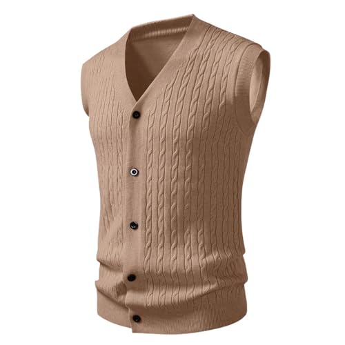 Chaleco de punto para hombre estilo cárdigan casual con patrón trenzado clásico