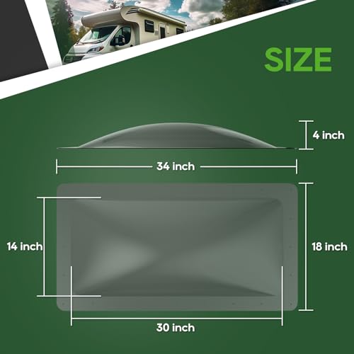 Image of RVGUARD RV Skylight Replacement, 18 inch x 34 inch Outer Dimension Skylight Fits All Standard 14 inch x 30 inch Openings, RV Skylight for Camper Trailer Fifth Wheel Truck, UV Resistant, Impact Resistant, Smoke
