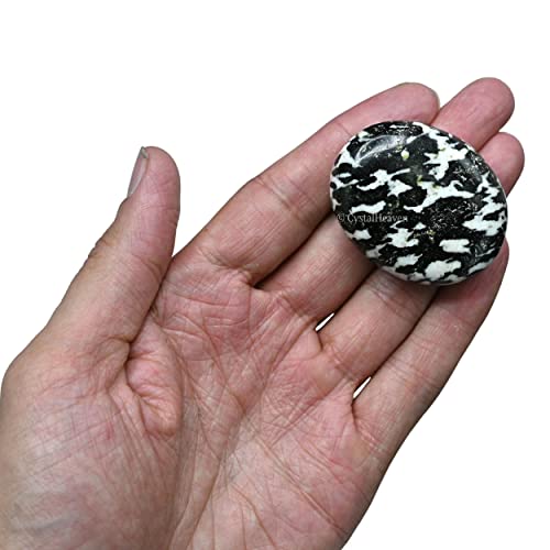 Image of Certified Black and White Tourmaline Crystal Palm Pebbles Stones for Anxiety Stress Relief Massage - AAA Grade Original Healing Gemstone Agate Palm Stone for Yoga Meditation Spiritual Reiki Feng Shui