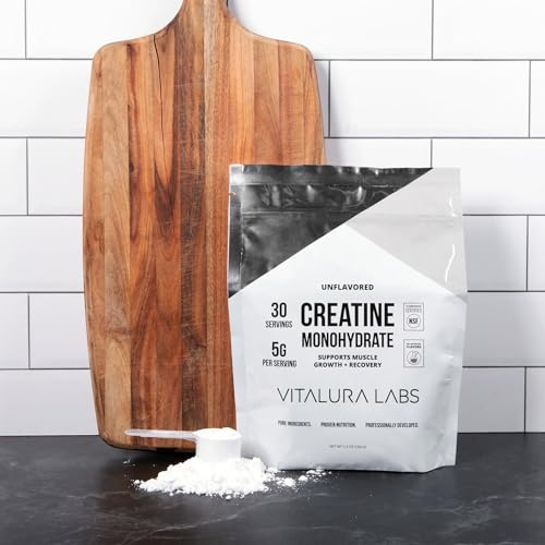 Pure Creatine Monohydrate - Unflavored Creatine Powder - Workout Supplement for Muscle Growth & Recovery, Energy, Strength & Endurance - Gluten & Dairy Free - 30 Servings