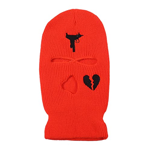 Dinnesis Moto Antivento Cappelli a maglia integrale Maschera da sci Personalizzata Ricamo Caldo Cappelli Invernali a Maglia 3 fori Sci Stampino Aereo, Colore: arancione., Taglia unica