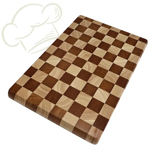 Checkered Acacia Wood Cutting Board for Kitchen – Wooden Chopping Board