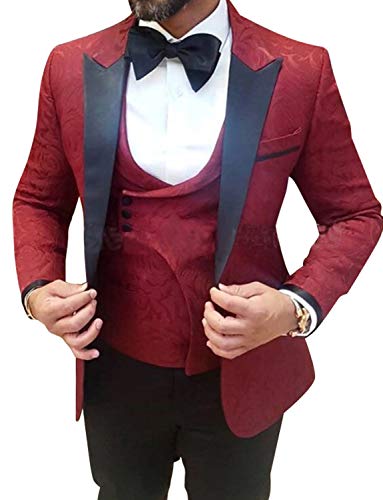 Costume 3 pièces Jacquard ajusté pour affiner la silhouette en Veste Tuxedo Slim