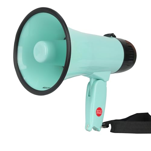 B S 20 watt Megaphone with Foldable Handle, 4 Mode, for Dog Walking,Christmas Party,Teacher,Coaches,Emergency with Bottle Opener,Teal