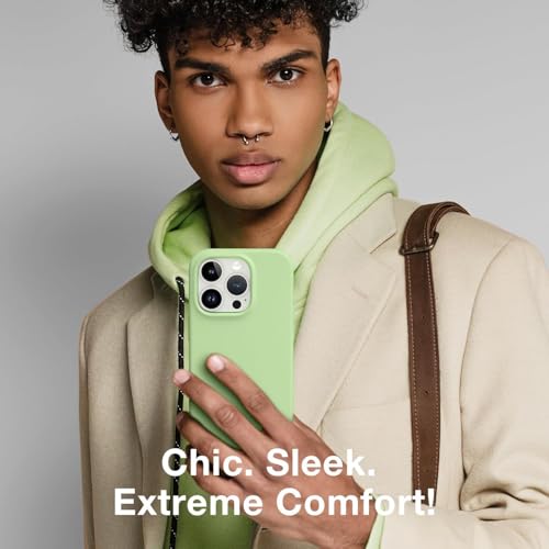 Image of DIZORO Compatible for iPhone 15 Pro Max Case 6.7, Slim Liquid Silicone 3 Layers Full Covered Soft Gel Rubber Phone Case Protective Cover 6.7 Inch - Matcha Green.