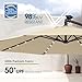 wikiwiki 10ft Solar LED Patio Umbrella with Base Included, Offset Umbrella with Weighted Sandbag Base, Cantilever Patio Umbrellas for Backyard, Garden & Deck, 32 LED Lights & Polyester Shade, Beige