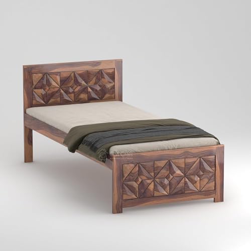 Image of Solid Sheesham Wood Bed 6.5X3 Single Bed Without Storage for Bedroom - Single Cot Wooden BedSingle Size for Living Room Guest Room - 12 Month Warranty (Asher Honey)