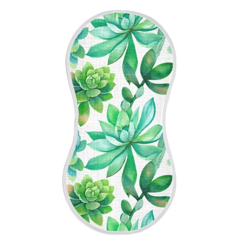 Baby Burp Cloths, Soft Absorbent Burping Cloths for Babies, Cotton Milk Spit Up Rags, Large Size for Newborns, Baby Boys and Girls (Watercolor Succulent)