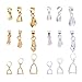 PH PandaHall Pinch Clip, 120 Pieces 6 Styles Pinch Clip Bail Clasp Dangle Charm Bead Pendant Connector Findings for Jewelry Necklace DIY Craft Making, Platinum/Golden