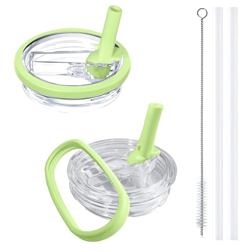 Image of 2 Pack Stanley Cup Lid Replacement 40 oz, with Leak Proof and Flip Straw Lid, Stanley Cup Accessories, for Stanley Quencher H2.0 40 oz Tumbler (Only), BPA Free (Light Green)