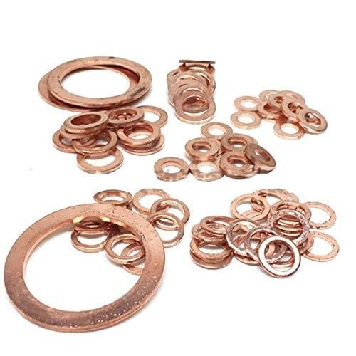 10pcs 8mm *14mm *1mm Copper Washers Seal Flat Ring Fastener Replacement - Assortment Gasket Kit