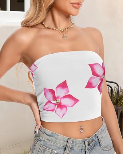 Image of Summer Tube Tops Basic Crop Tops for Women Strapless Tank Bandeau Shirts