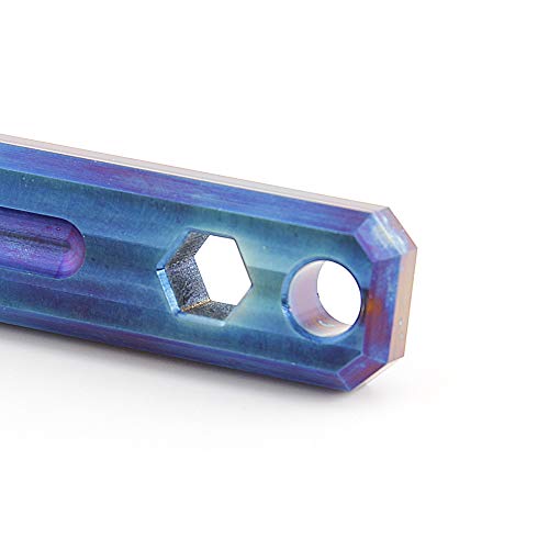 Large Heavy Duty Titanium Pry Bar Nail Puller Multi-Function Tool With Pocket Clip (Blue)
