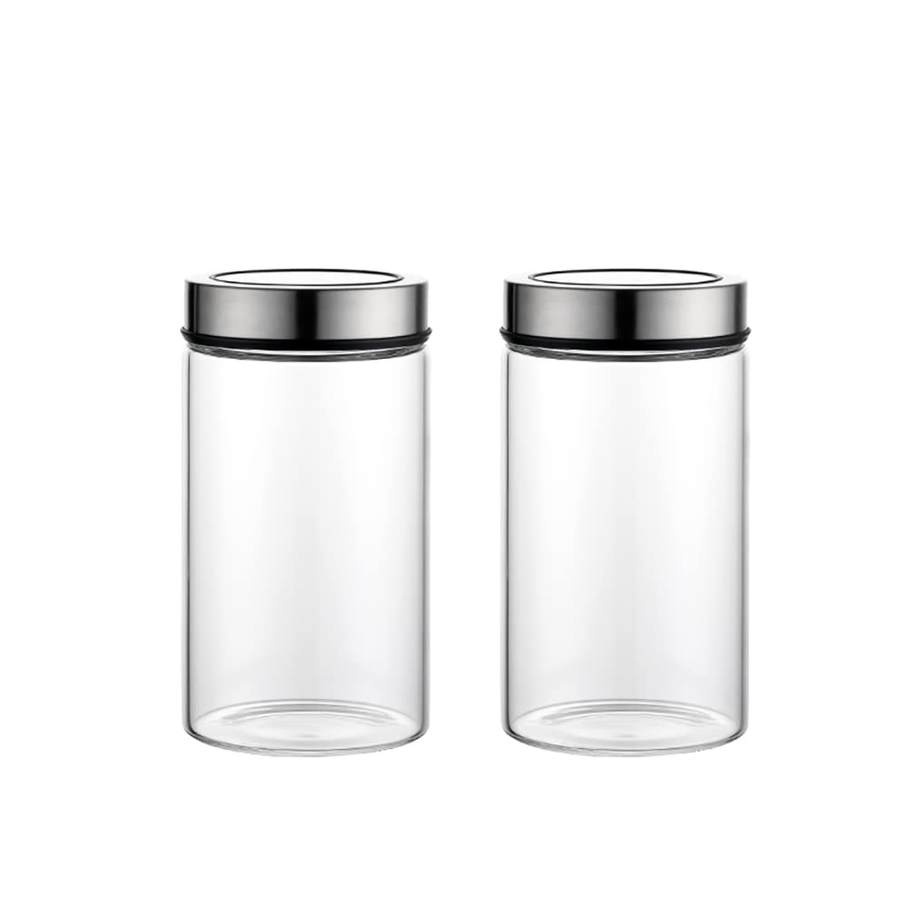 Vorratsdose, Glasdosen, Vorratsdosen for Lebensmittel, luftdichte Glasdose, Konservengläser aus Glas mit versiegelten Deckeln for Honig, Marmelade, Gelee, Fruchtsirupe, Konserven, Gewürze, Hafer, (2 S