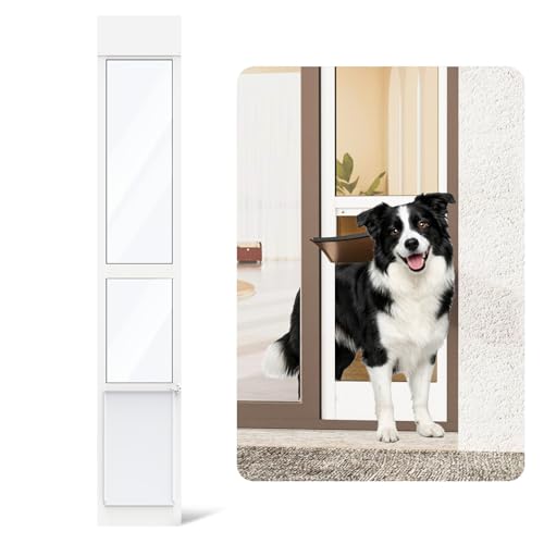 YGNNJY Dog Door for Sliding Glass Door Adjustable Height 75 4/5 to 80 3/10 Sliding Door Pet Door Insert Suitable for Dogs Up to 75 lbs Large White