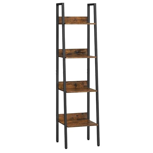Vasagle Bookshelf, 4-Tier Narrow Book Shelf, Ladder Shelf For Home Office, Living Room, Bedroom, Kitchen, Rustic Brown And Black Ulls108B01 #TOP20