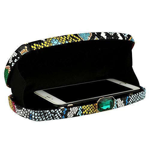 Image of Gets Multicolor Snakeskin Purse for Women Box Evening Bag Green Snakeskin Clutch Handbag Party Wedding