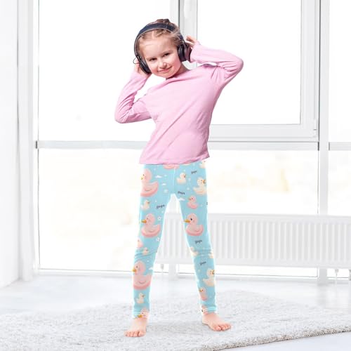 Cure Duck Floral Girls Leggings Soft Stretch Workout Yoga Dance Pants for Kids Casual Tights4
