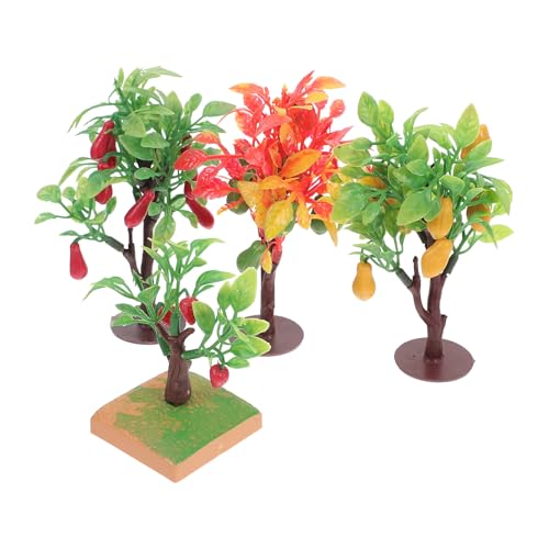 FOMIYES Conjunto de 4 Árboles Frutales Artificiales Miniatura, Modelo de Árbol Abs Robusto, Decoración para Dioramas y Paisajes en Miniatura, Tamaños Pequeño y Mediano, Estilo Aleatorio