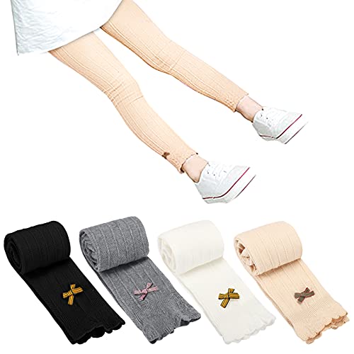 BOOPH 4 Pack Girls Legging Tight Flared Lace Footless Knitted Stocking Pant 1-8T