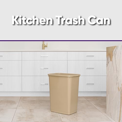 Image of Superio Large Kitchen Trash Can 13 Gallon, 52 Qt Waste Bin for Kitchen, Garage, Indoor and Outdoor Trash Can (6, Beige)