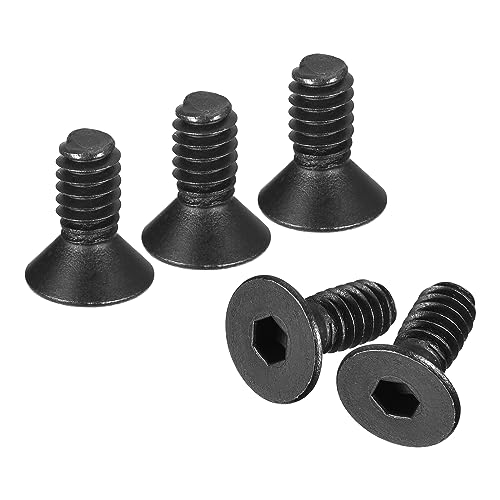 Image of sourcing map 1/4-20x5/8" Flat Head Socket Cap Screws, 10.9 Grade Carbon Steel Hex Socket Countersunk Flat Head Screw Bolts Fasteners, Fully Threaded, Black Oxide, 20PCS