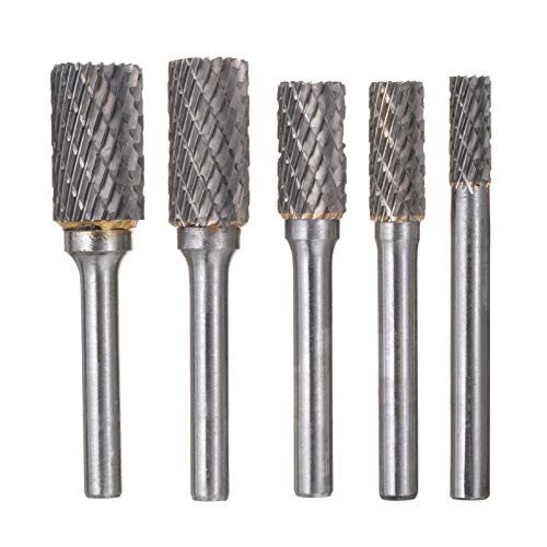 Drill 5Pcs 1/4 Shank Tungsten Carbide Milling Cutter Rotary Tool Burr Drill Bit Cutting Edge ForWoodworking Carving Tool