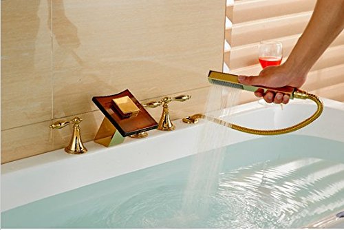 Robinet baignoire cascade doré Gowe Luxe pour remplacer un mitigeur terne