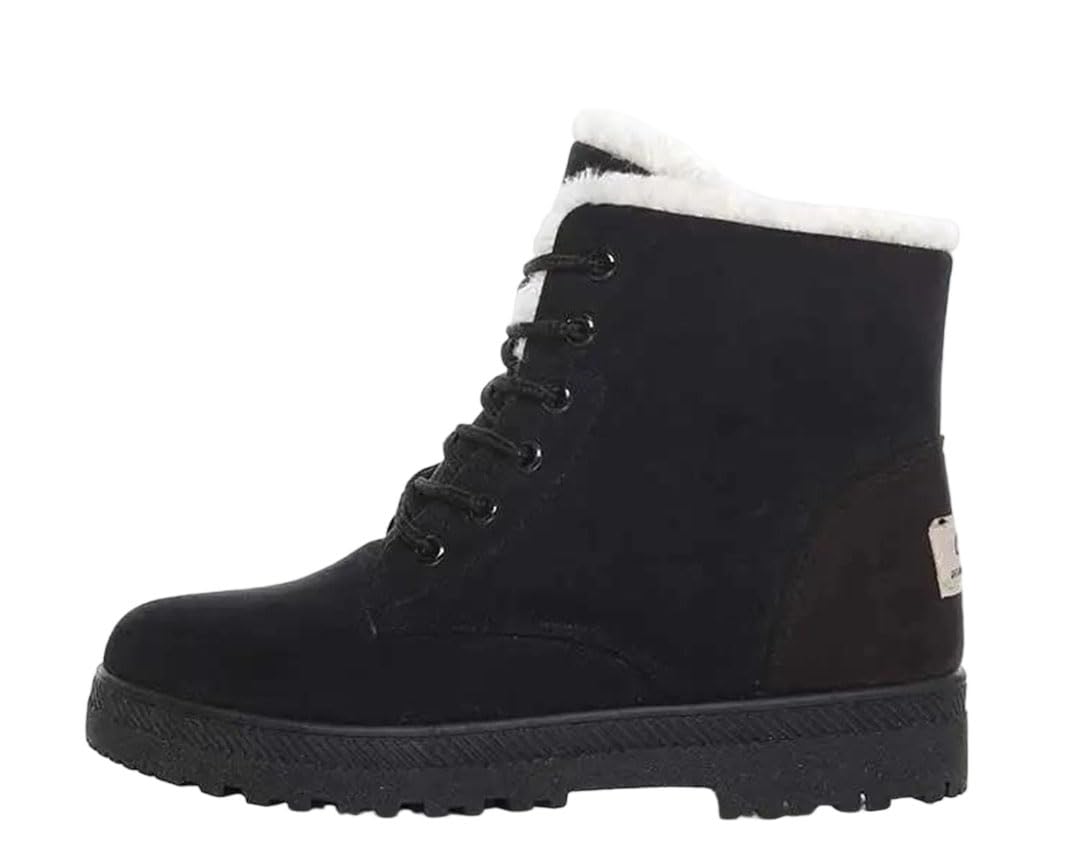 Women Winter Boots Low Heel Fur Lined Warm Snow Boots Comfortable Ankle Winter Footwear