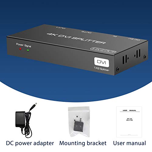 DVI Splitter 1 in 2 Out 2 Port DVI Dual Monitors Distribution Duplicator Video Splitter Support EDID Management Resolution up to 4K30Hz for PC Laptop DVR Projector HDTV - Thumbnail 7