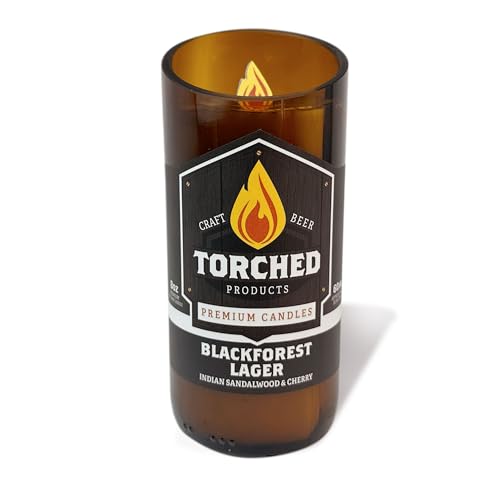 Torched Beer Scented Candles | Natural Soy Wax Candle | Blackforest Lager Scent 8 oz | Makes a Great Gift for Men, Beer Lovers, and Collectors | Bar Man-Cave Decor and Accessories