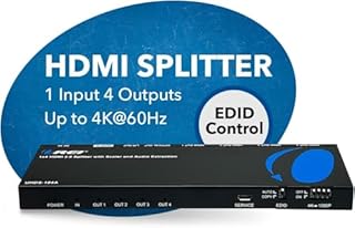 OREI 1x4 2.0 HDMI Splitter with Scaler Audio Extractor 4 Ports with Full Ultra HDCP 2.4K at 60Hz & 3D Supports EDID Control - UHDS-104A