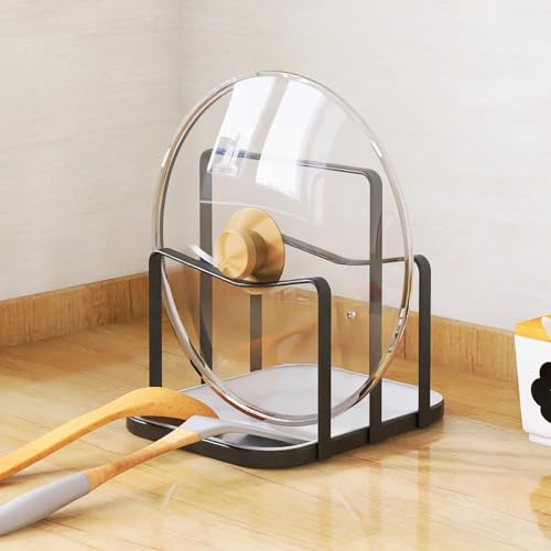 LanDaheng Cutting Board Rack Chopping Board Organizer Stand Holder Kitchen Countertop Pots Pan Lids Rack Organizer Flat Steel 8.46 x 7.09 x 7.87 in. Black