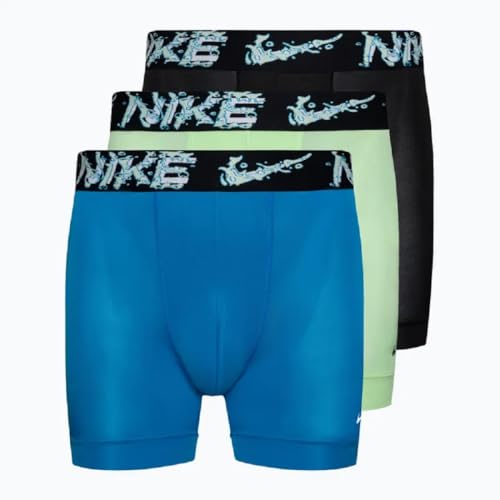 Nike Men's Dri-Fit Essential Micro Boxer Brief, 3pk, KE1157-433, Photo Blue/Green/Black, Small